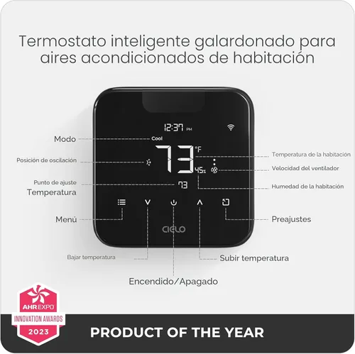 Miniatura 6 de Breez Max Smart AC Controller AHR Producto del año Termostato WiFi para mini split, ventana, bomba de calor portátil de CA/calor Tecnología Negro
