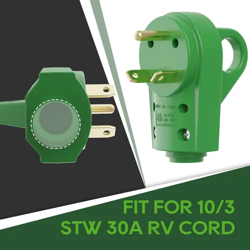 Miniatura 6 de Kit de Enchufe Masculino y Femenino RVGUARD de 30 Amperios para RV, Enchufe de Reemplazo RV NEMA TT-30P y TT-30R, 125V 30 Amperios con Manija