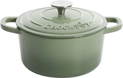 Crock-Pot Artisan - Cacerola redonda esmaltada de hierro fundido estilo horno holandés, 3 cuartos de galón, verde pistacho
