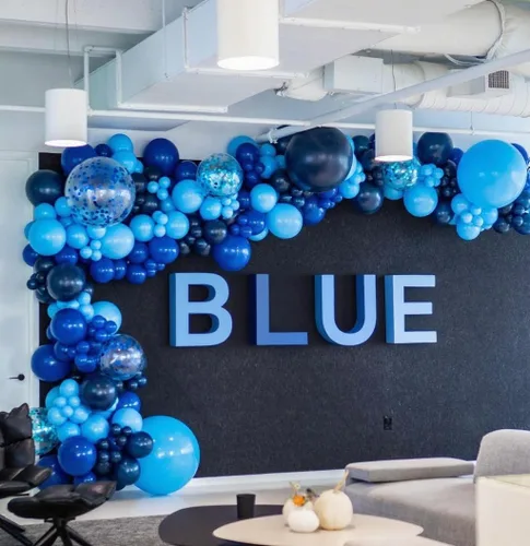 Miniatura 5 de Kit de Arco de Globos Azul ADOINBY, kit de 152 piezas de globos cromados macarrón azul marino y estrellas, kit de globos de diferentes tamaños