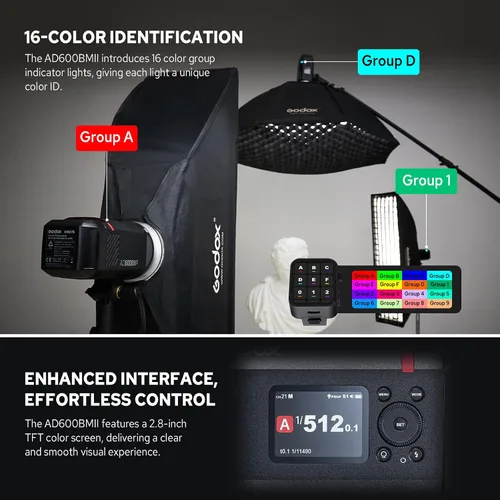 Miniatura 5 de GODOX AD600BM II - Estroboscópico flash para exteriores, monolight portátil HSS de 600 W 1/8000s, lámpara de modelado LED de 40 W, 500 destellos