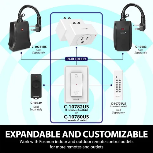 Miniatura 4 de Fosmon Enchufe de control remoto inalámbrico para interiores, interruptor de luz a batería con marca de encendido/apagado Braille, para luces, árbol