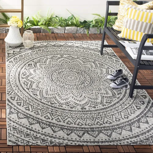 Miniatura 19 de SAFAVIEH Alfombra lavable para exteriores, colección Courtyard - Pasillo de 2.3 x 8 pies, color beige claro y marrón claro, no desprende pelusa