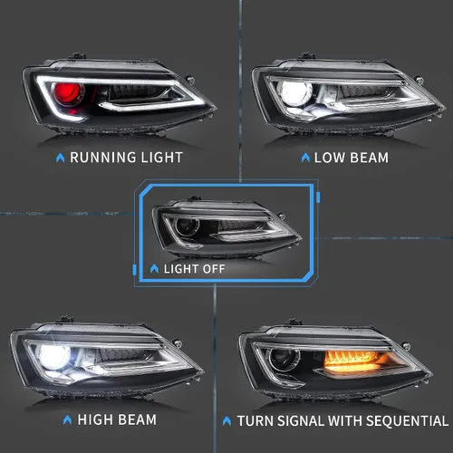 Miniatura 2 de VLAND Faros delanteros de proyector compatibles con Je-tta 2012-2018 (no compatible con TDI Wagon) Demon Eyes+Swithchback, necesita bombillas
