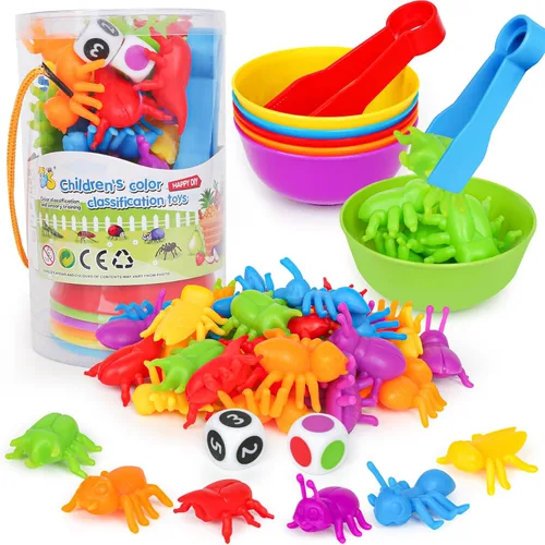 Juguetes a juego de contar insectos con cuencos de clasificación y juegos dados Montessori actividades educativas preescolares Aprendizaje