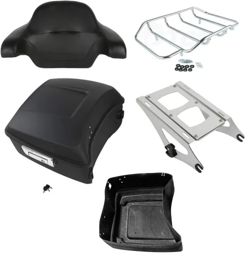 Miniatura 7 de TCMT Caja de maletero trasera con respaldo para motocicleta, rejilla portaequipajes de 2 plazas, para Harley 2014-2025 Touring CVO Road King Street