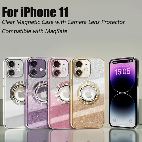 Miniatura 7 de Misscase Funda magnética con purpurina para iPhone 11 compatible con MagSafe, protección completa, delgada, a prueba de golpes, antiarañazos