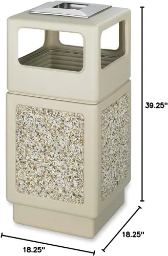 Miniatura 52 de Safco Products Canmeleon - bote de basura para interiores y exteriores, con tapa abierta, color negro, cinco paneles acanalados, capacidad de 30