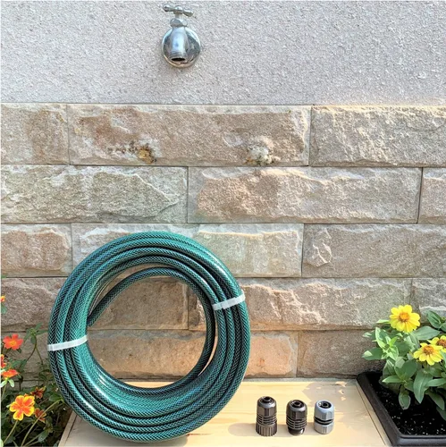 Miniatura 2 de Eden 94050 - Paquete de manguera y boquilla de ducha de metal de 50 pies con juego de inicio de conexión rápida, herramientas de jardinería