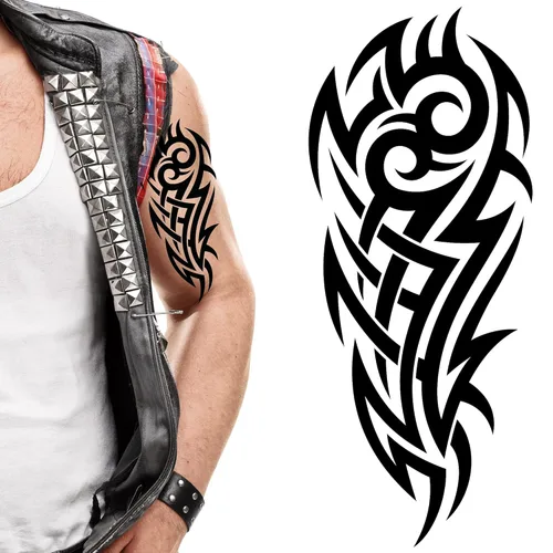 Miniatura 4 de Tatuaje temporal tortugas negro maorí tribal cuerpo arte adhesivo transferencia para brazos hombro azteca polinesio samoano hawaiano para hombres