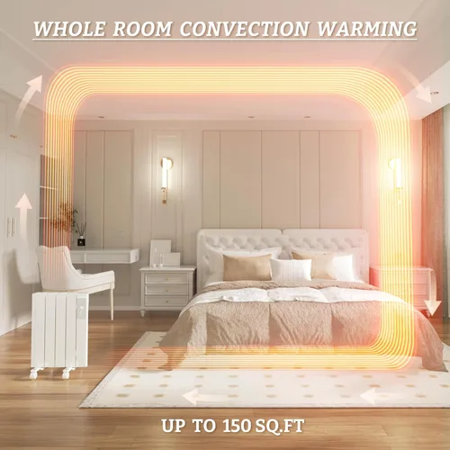 Miniatura 5 de BREEZEHEAT Calentador de panel de convección de 800 W, calentador eléctrico de bajo consumo para uso en interiores con control remoto, montaje
