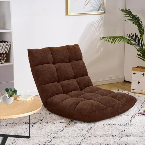 Miniatura 16 de Silla de suelo con soporte para el respaldo, silla reclinable plegable ajustable de 14 posiciones, silla de meditación con marco de acero, silla