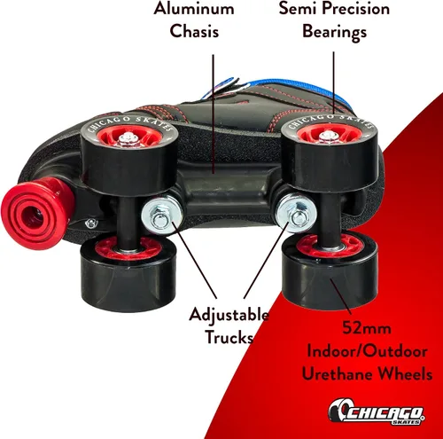 Miniatura 3 de Chicago Skates Sidewalk Roller Skates – Durable, Top Performance Indoor/Outdoor Use Skate Shoes for Girls & Boys, High-Top Boot Safety Youth Quad