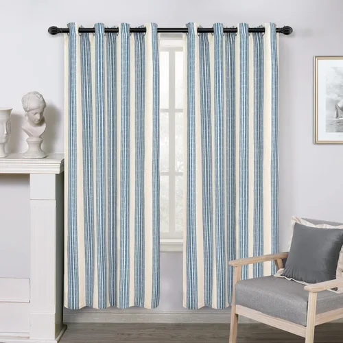 Miniatura 27 de DriftAway Chris Linen - Cortinas opacas con capa térmica y reductora de sonido, 63 pulgadas de largo para dormitorio, cortinas estampadas a rayas