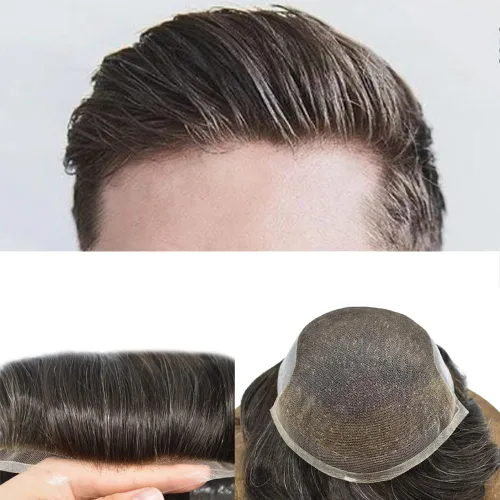 Miniatura 76 de Mens Toupee Hair Piece Human Hair Replacement System For Men Soft French Lace Men Hair System Hairpieces For Men Toupee For Men Protesis Capilar