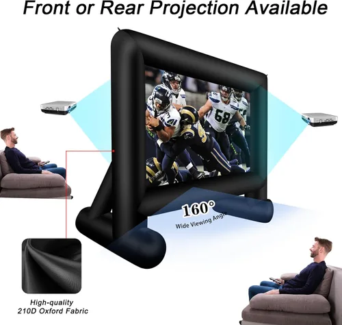 Miniatura 3 de Inlftable - Pantalla de cine inflable de 17 pies para exteriores, pantalla de película inflable con bolsa de almacenamiento de soplador de aire