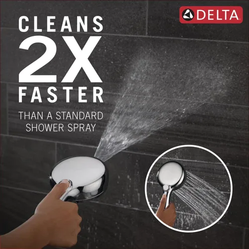 Miniatura 2 de Cabezal de ducha Delta ProClean cromado con mano, cabezal de ducha con rociador de alta presión, cabezal de ducha de mano, 6 configuraciones