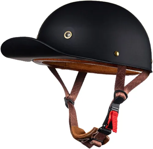 Miniatura 8 de Casco de motocicleta, gorra de béisbol retro, medio casco con hebilla de liberación rápida, estilo de béisbol, cómodo y duradero para adultos