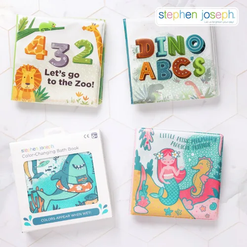 Miniatura 7 de Stephen Joseph, Libro flotante que cambia de color, juguetes de baño para niños pequeños, tiburón