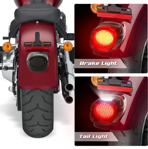 Miniatura 4 de NTHREEAUTO Luz trasera LED ahumada para motocicleta, luces traseras con luces de matrícula de freno compatibles con modelos Harley Dyna, FLST