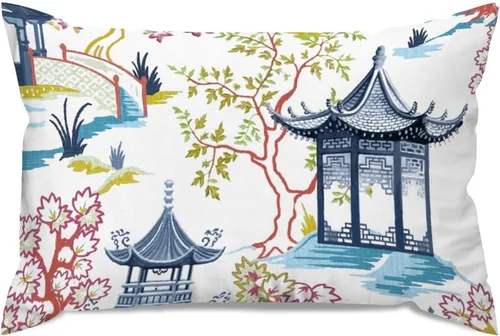 Miniatura 86 de ArogGeld Fundas de Almohada Euro Sham Florales Verde y Blanco Gris Estilo Chinoiserie Funda de Almohada Asiática Funda de Cojín Decorativo 18x18