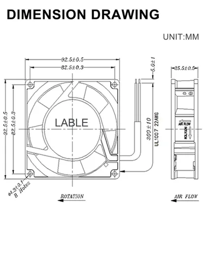 Miniatura 8 de GDSTIME Ventilador Axial de 90mm, 110V 120V CA, 92 mm x 92 mm x 25 mm, de rodamiento de bolas doble con cable de alimentación para proyectos