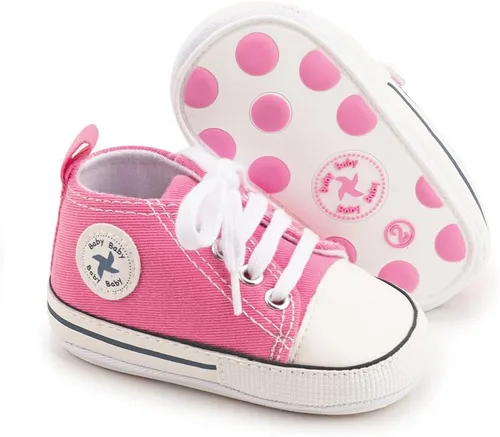 Miniatura 109 de Zapatos deportivos de lona de lona para bebés y niñas, suela antideslizante suave, suela antideslizante