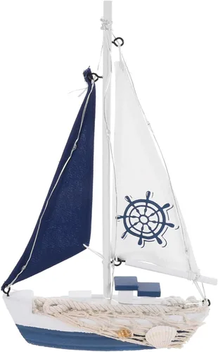 ARTIBETTER Decoración Vela Adornment Escritorio Velero Ornamento Estilo Náutico Velero Modelo Mediterráneo Náutico Barco Modelo LED Madera Oficina