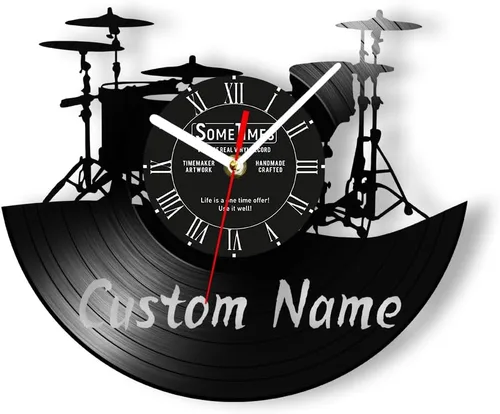 Miniatura 12 de The Geeky Days Reloj de pared con nombre personalizado, 7 colores cambiantes, reloj de pared de vinilo con luz nocturna LED, reloj de pared