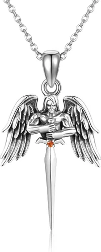 EXRANQO AnkhEye of HorusSt MichaelPeace Sign Necklace 925 Sterling Silver Egyptian Protection Necklace Jewelry Gifts for Women Men