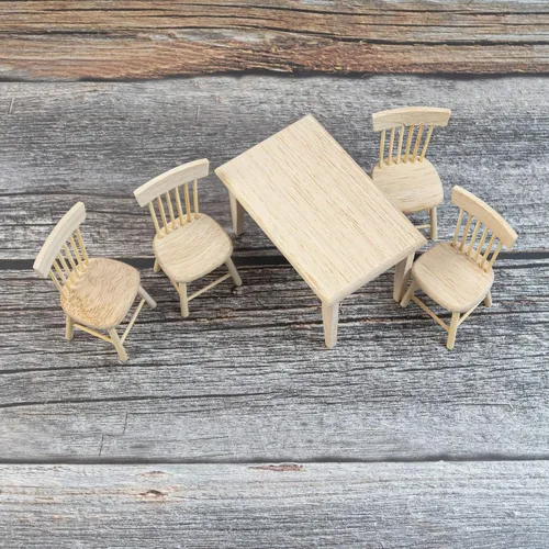 Miniatura 5 de AUEAR, Juego de 5 accesorios de madera para mesa de comedor en miniatura, 1 12