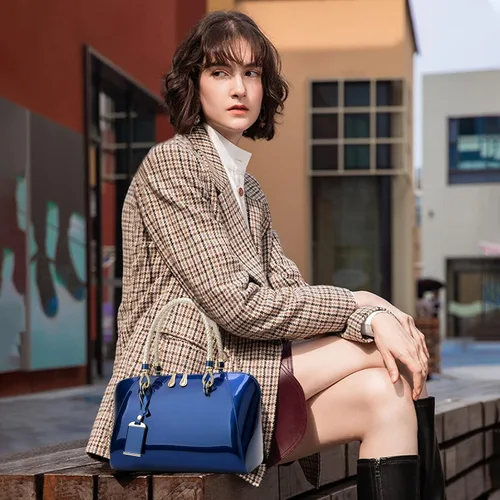 Miniatura 2 de NICOLE & DORIS Bolsos de mano para mujer, bolsos de mano de charol con asa superior, elegantes bolsos de noche, bolsos de hombro pequeños