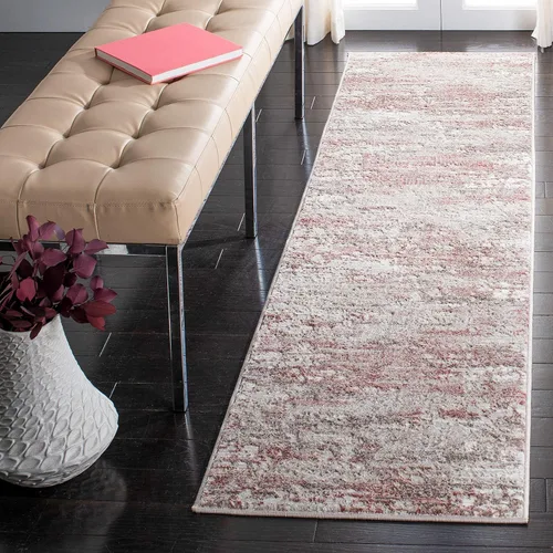 Miniatura 10 de SAFAVIEH Meadow Collection - Alfombra decorativa de 2 x 5 pies, beige y rosa, diseño abstracto moderno, no desprende pelusa y de fácil cuidado