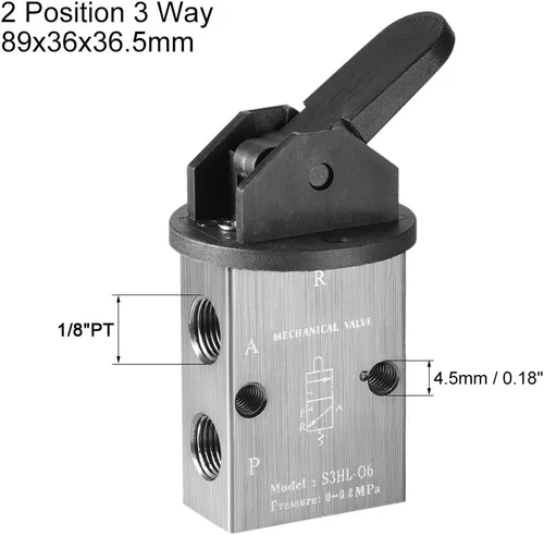 Miniatura 2 de uxcell 2 Posición 3 vías 1/8 "PT manual manual tiran la válvula mecánica del solenoide neumático, S3HL-06