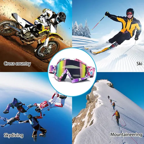 Miniatura 7 de Gafas para Dirt Bike, Gafas de Motocicleta ATV UTV MX OTG Accesorios & Gafas Anti Niebla para Esquí, Carreras de Esquí Dirtbike Marco rosa camuflaje