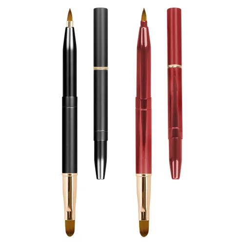 Unaone [Paquete de 2] Pincel de labios para lápiz labial, pinceles de labios retráctiles, pincel de maquillaje de doble punta para lápiz labial y