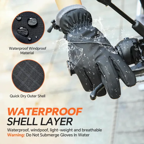 Miniatura 3 de Guantes de invierno impermeables y resistentes al viento para hombres y mujeres, térmicos cálidos para clima frío, agarre de nieve para pantalla