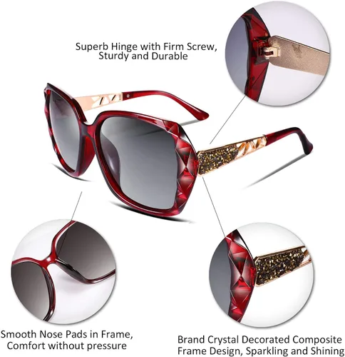 Miniatura 64 de FEISEDY - gafas de sol polarizadas para mujer, marco compuesto brillante B2289