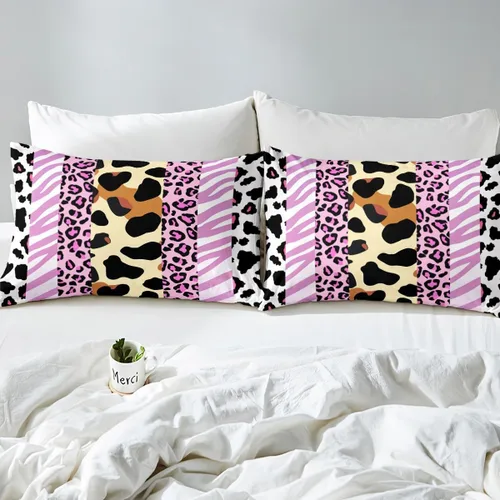Miniatura 4 de Manfei Juego de sábanas de piel de animal, tamaño individual, juego de sábanas de 3 piezas con estampado de cebra de leopardo con sábana bajera