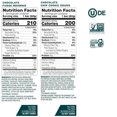 Miniatura 2 de No Cow Barras de proteína vegana, paquete variado original mejorado 0.71 onzas de proteína a base de plantas, sin gluten, sin lácteos, sin soja