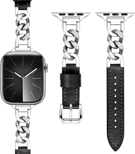 Miniatura 9 de Correas de metal para reloj para mujeres compatibles con Apple Watch para mujeres y hombres de 40 mm, 38 mm, 41 mm, 42 mm, 44 mm, 45 mm, 46 mm