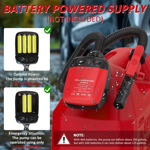 Miniatura 4 de Bomba de transferencia de combustible Aoteda alimentada por batería con sensor de parada automática, protección contra fugas (2.4 GPM), manguera