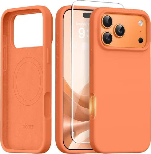Miniatura 193 de GONEZ Funda de silicona para iPhone 14 Pro Max, compatible con MagSafe, con protector de pantalla + protector de lente de cámara, silicona líquida a