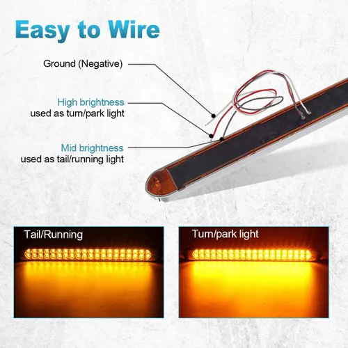 Miniatura 7 de Partsam Barra de Luz LED de Señal de Giro Sumergible de 17 Pulgadas Delgada Color Ámbar con 40 LED Sellada para Remolque Utilitario Camión RV Barra