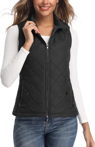 Miniatura 4 de Chaleco para exteriores de mujer, chaleco acolchado ligero con cremallera y cuello alto.