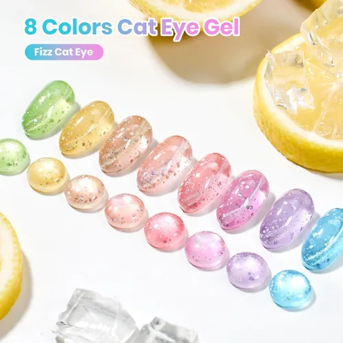 Miniatura 2 de Beetles Bubbly Mixology - Juego de esmaltes de uñas de gel de ojo de gato, 8 colores pastel, primavera, brillante, kit de esmalte de gel