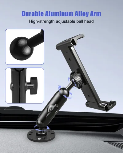 Miniatura 3 de Soporte para tableta con base de taladro, soporte giratorio de 360° para tabletas iPad Samsung de 6 a 11 pulgadas, soporte universal de aluminio