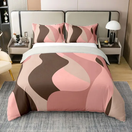 Miniatura 9 de Erosebridal Juego de ropa de cama geométrica de 100 % algodón, tamaño individual, funda de edredón de remolinos rojos, blancos y grises, funda