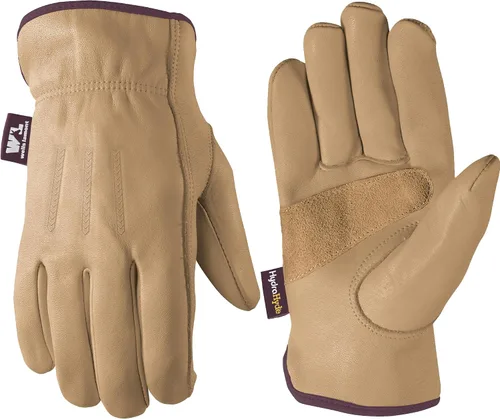 Wells Lamont HydraHyde - Guantes de trabajo de cuero resistentes al agua para mujer, parche de palma reforzado