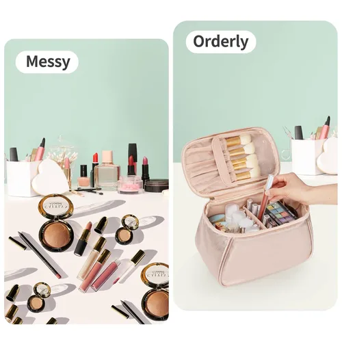Miniatura 6 de OCHEAL Bolsa de maquillaje grande, bolsa organizadora de maquillaje, bolsas de cosméticos para mujer, bolsa de viaje para artículos de aseo